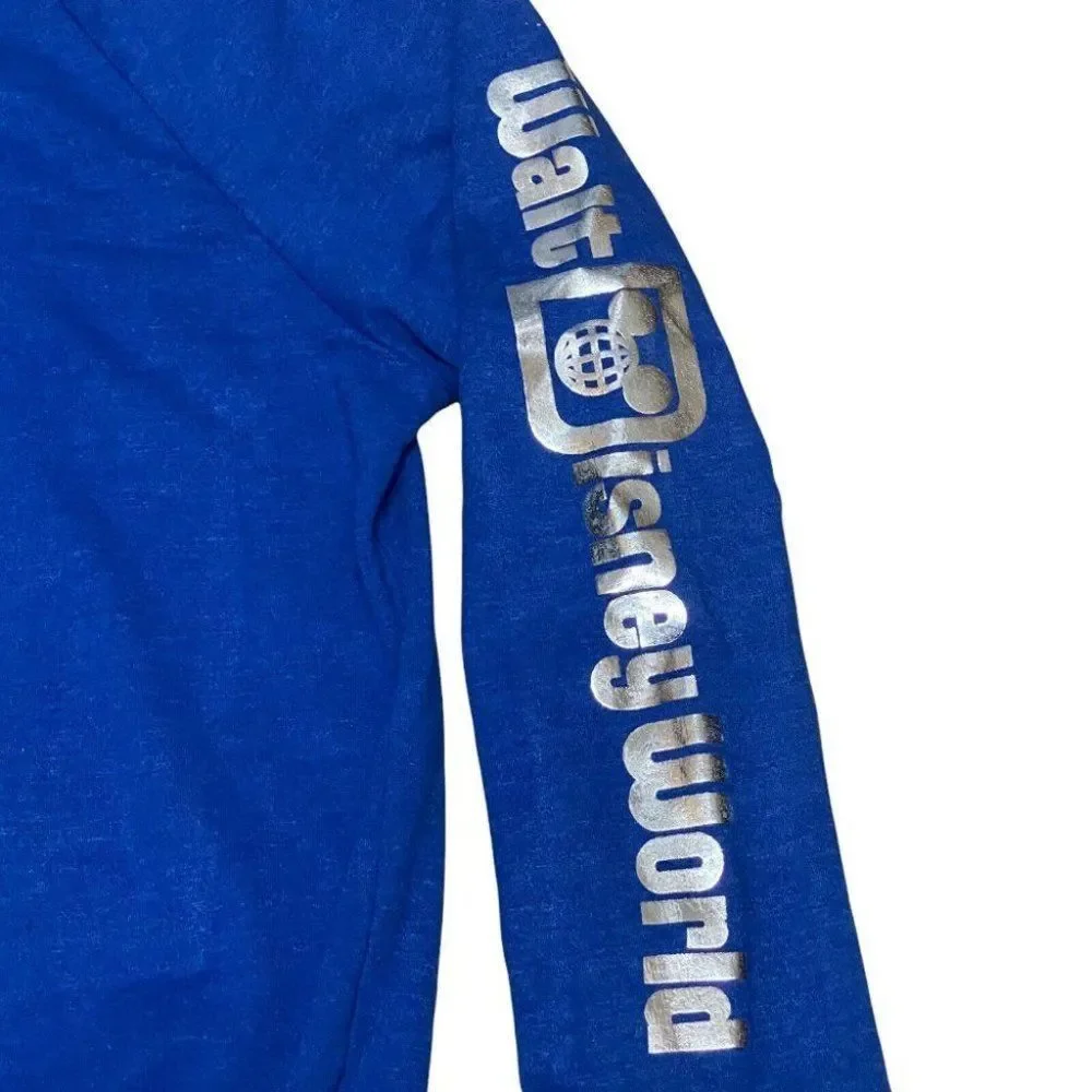 Disney World Wishes Sweatshirt Mickey Mouse Foil Jersey Ears Lounge - Picture 6 of 11